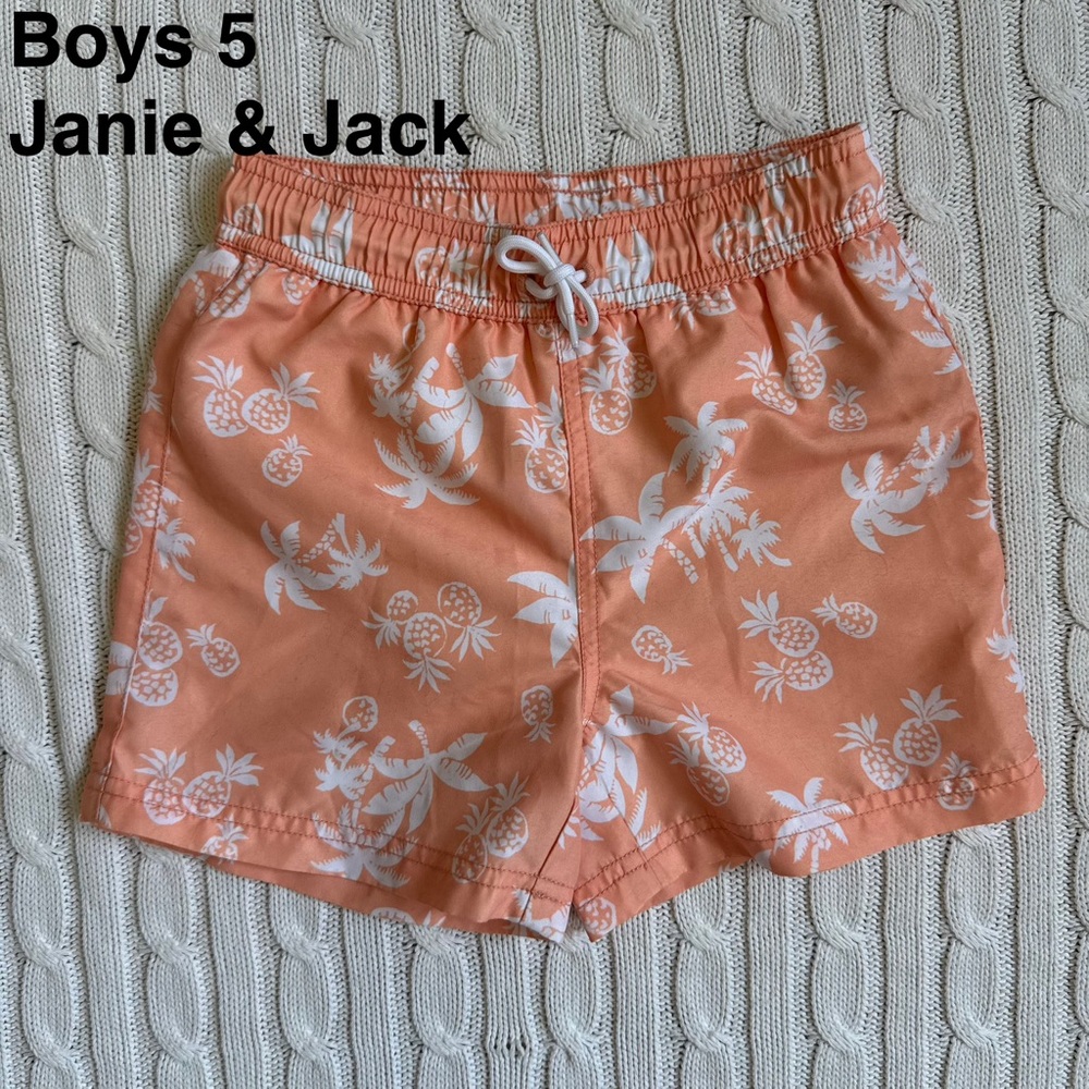 Janie and Jack Boys Swimsuit Trunks 5 Bathing Suit Pool Beach EUC Summer Shorts